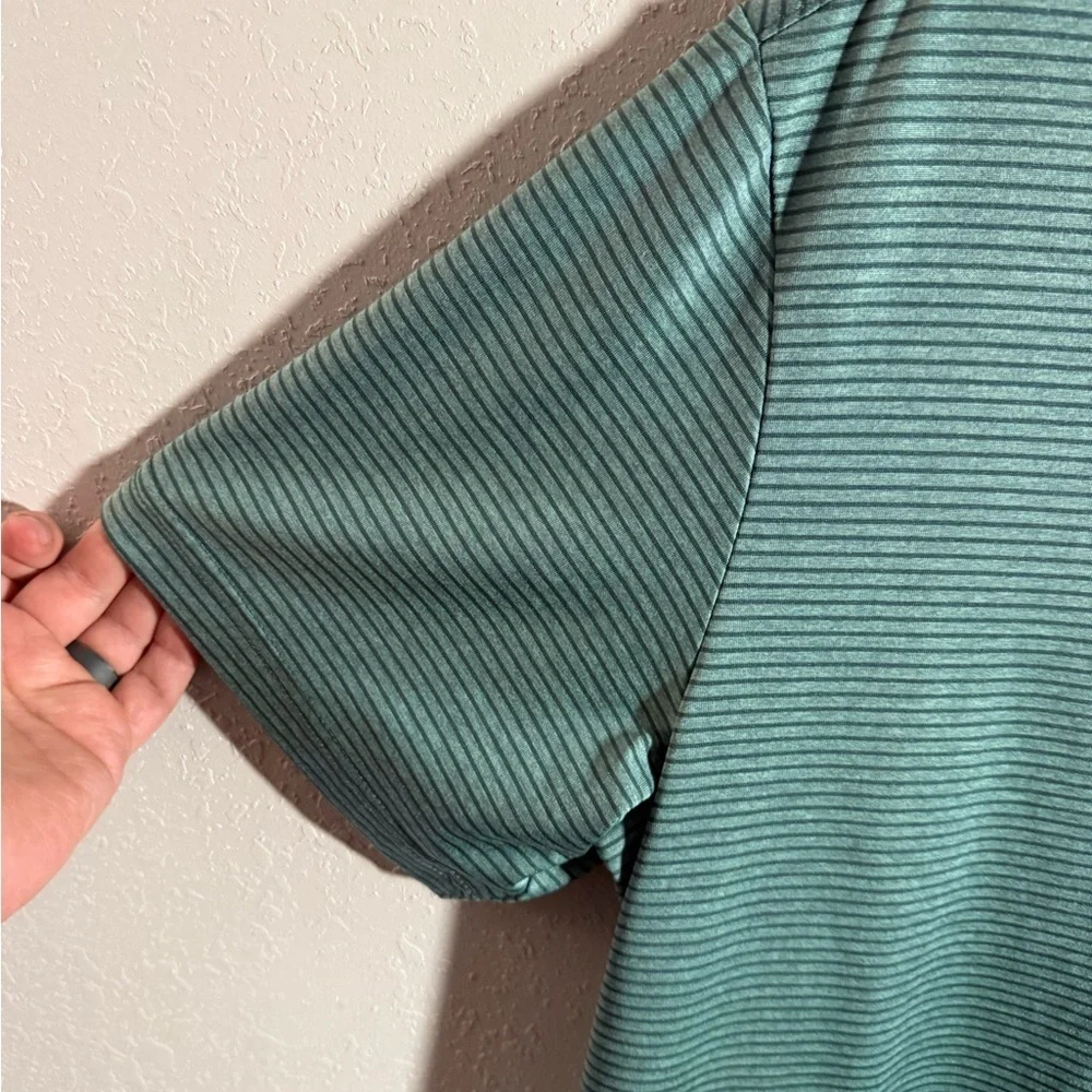 Men’s XL Green Adidas Golf Striped Lightweight, Activewear, Sporty Polo